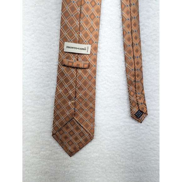 Pronto Uomo Other - Pronto Uomo Men's Necktie Brown Plaid Silk Business Formal Career 63"